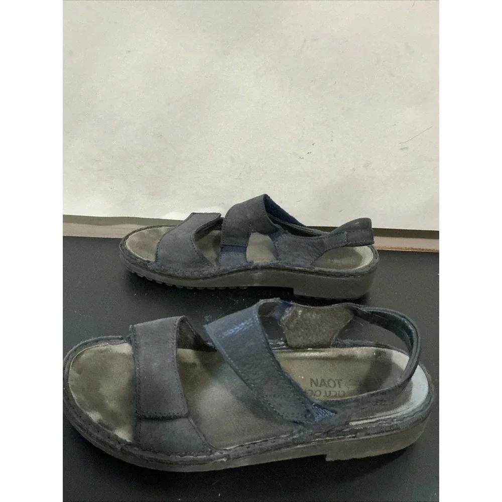 Naot Womens Enid Sandals Blue Leather Hook Loop Comfort 38 US 7